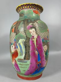 A piece of Qing Dynasty enamel figure silk