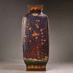 A cloisonné cloisonné enamel square plum orchid bamboo chrysanthemum vase