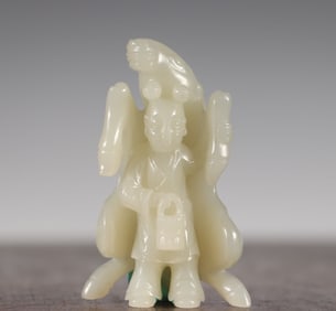 A piece of Qing Dynasty Hetian jade carving deer milk for relatives