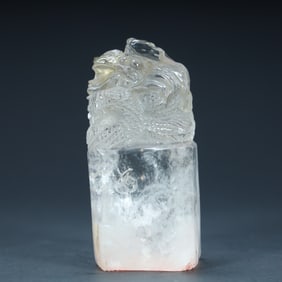 Qing Dynasty crystal carved dragon button seal