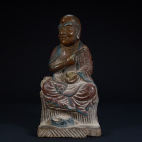 Qing Dynasty colorful Arhat statue