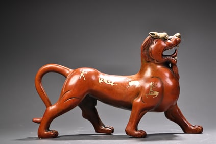 A high-relief engraved gilt gilt silver white tiger