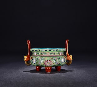 A Qing Yongzheng pastel entwined floral pattern incense burner
