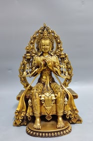 A piece of Qing Dynasty gilded future Maitreya Buddha Jamba Buddha