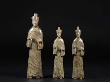 A set of ancient Hetian jade servants