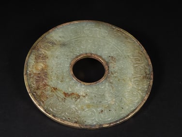 A piece of ancient Hetian jade-clad copper cloud pattern jade