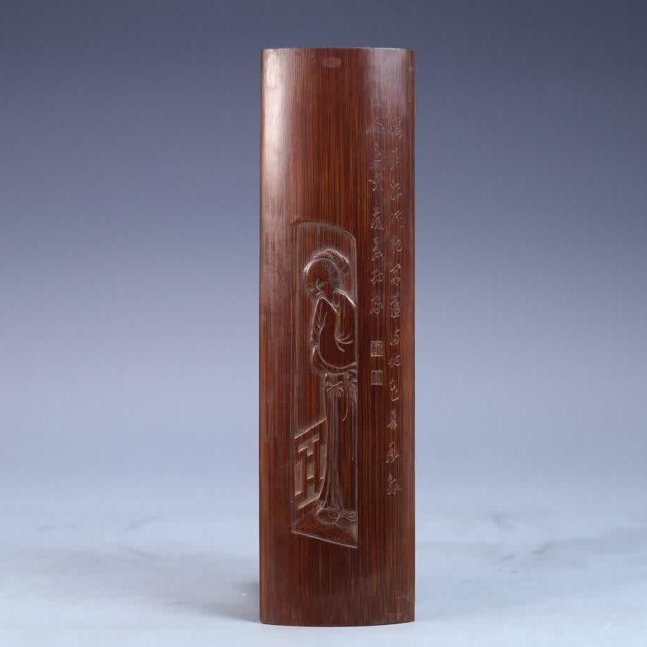 A Qing Dynasty bamboo carving lady arm rest (1 of 9)