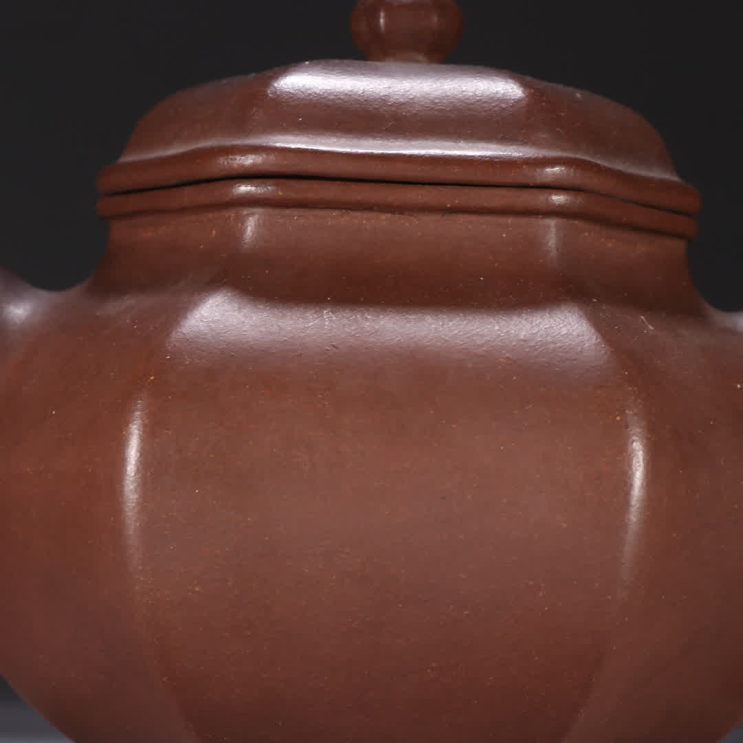 A purple sand hexagonal teapot - 2