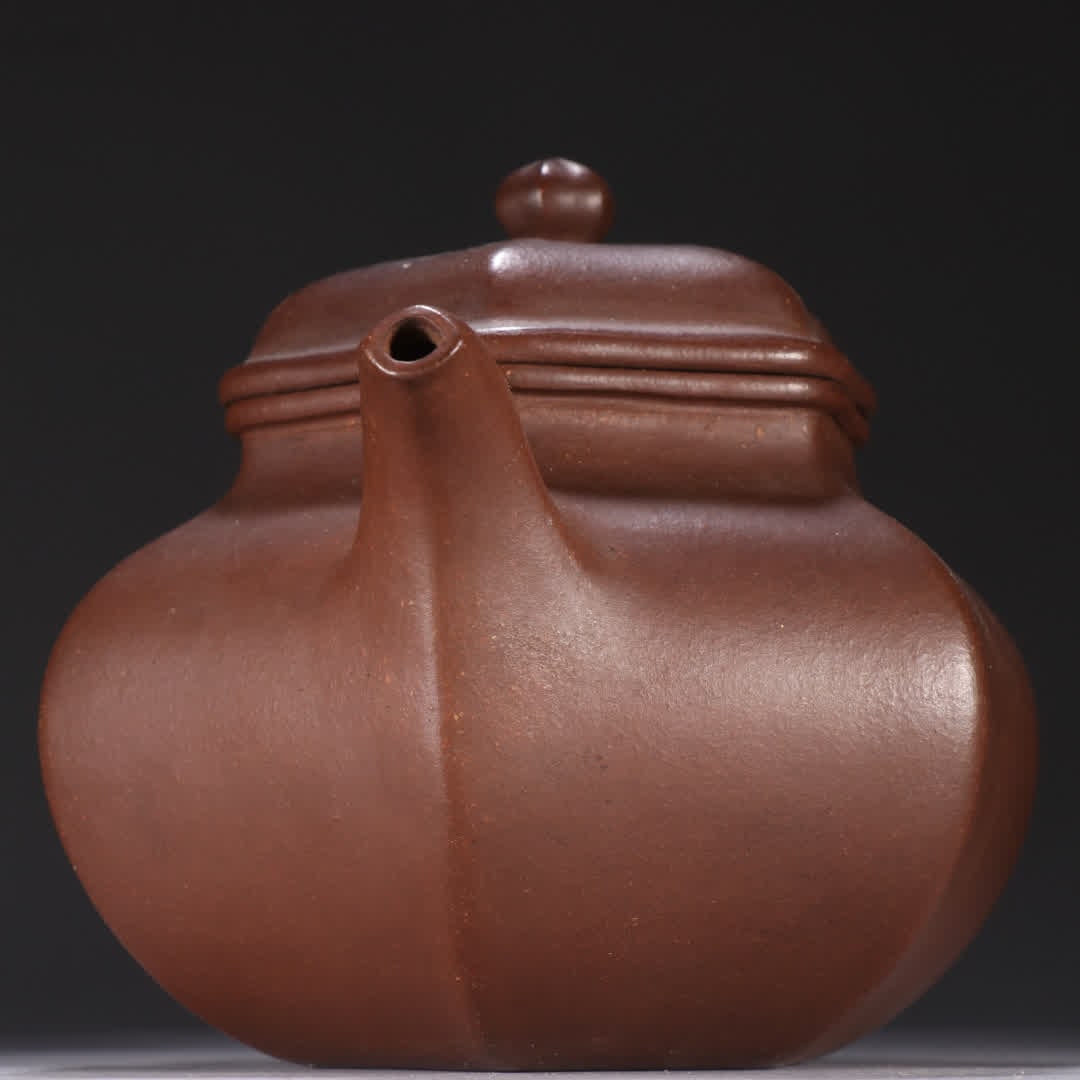 A purple sand hexagonal teapot - 7