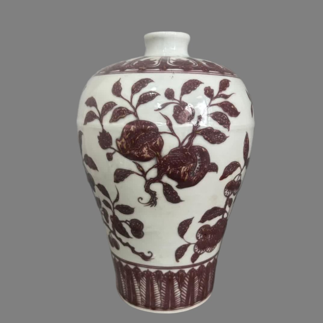 A Ming Dynasty glazed red Sanduo plum bottle (1 of 7)