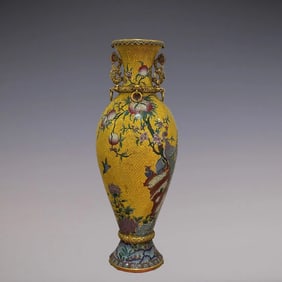 A cloisonné enamel gilt olive bottle from the Qing Dynasty