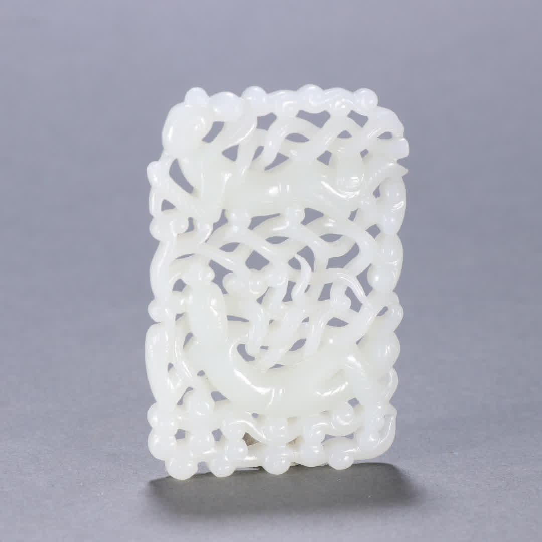 A Hetian jade transparent carved flying card: Hetian jade carved flying card SIZE: H:7.3cm W:4.9cm W:44.9g (The Dimensions Of All Batches Are Manually Measured.If You Need More Detailed Information, Please Contact Our Customer Service Before Bidd