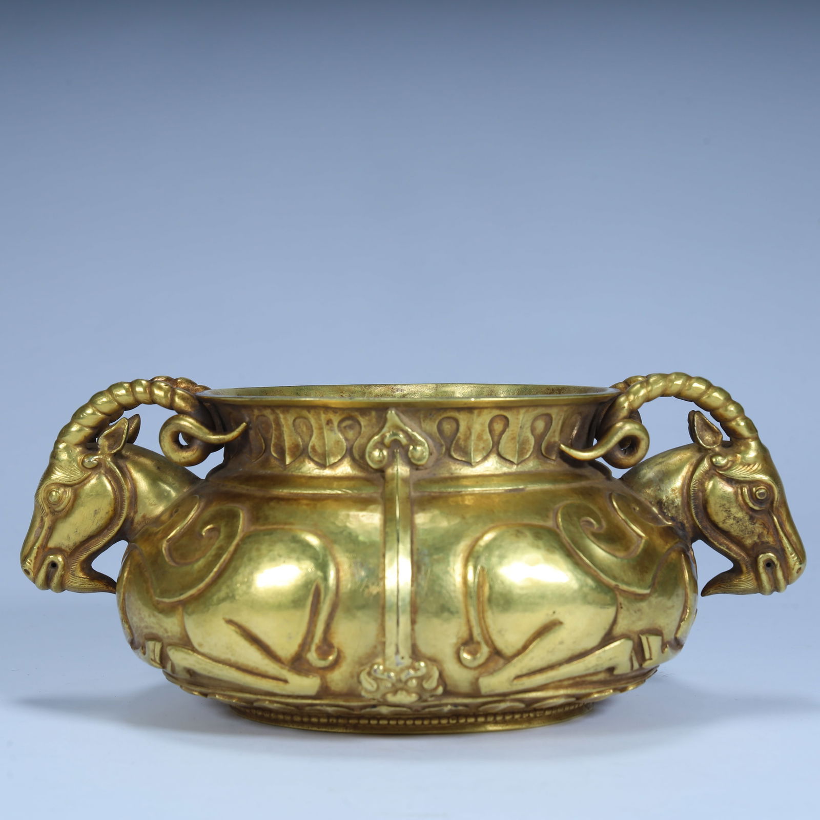 A Qing Dynasty gilt double sheep's ear incense burner (1 of 11)