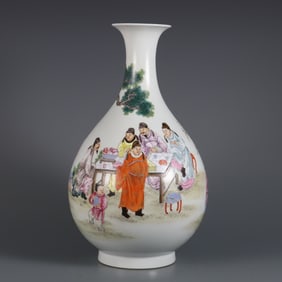 A pastel Coats night banquet made in the Qing Yongzheng year, a jade pot spring vase
