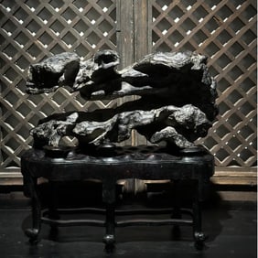 A Qing Dynasty Lingbi stone Qifeng ancient rhyme study ornament