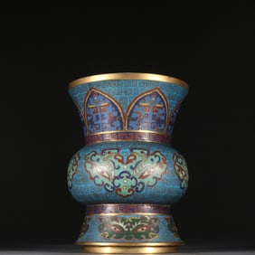 A piece of Qing Dynasty copper gilt cloisonné gluttony pattern