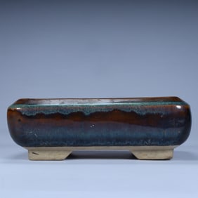 A Qing Dynasty kiln glazed rectangular flower pot