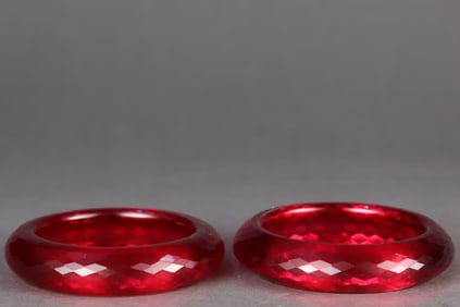 A pair of Qing Dynasty ruby bracelets