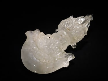 A giant Qing Dynasty crystal-carved Puba axe knife magic weapon