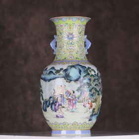 A Qing Qianlong pastel character story amphora