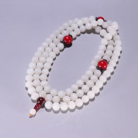 A Qing Dynasty Hetian jade pattern 108 rosary