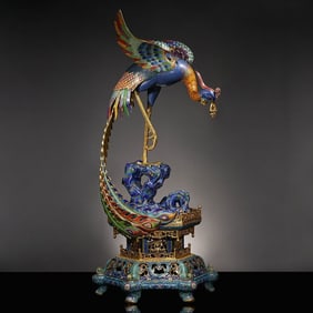 A cloisonné enamel brocade phoenix ornament from the Qing Dynasty
