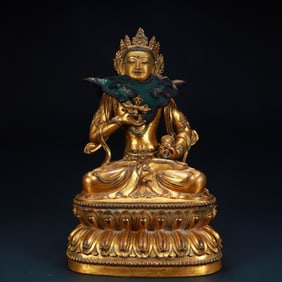 A Qing Dynasty bronze gilt Vajrasattva statue,
