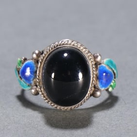 A Qing Dynasty silver-gilt tourmaline ring