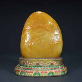 A piece of Qing Dynasty Tian Huangshi "Landscape Character Thin Ornament"