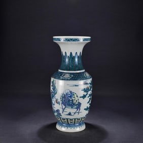 A Qing Kangxi colorful pine age crane longevity picture mallet bottle