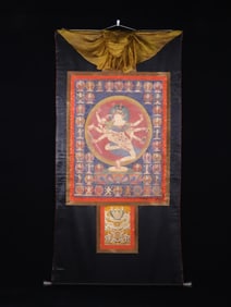 A Yuan Dynasty lotus mesh Guanyin thangka