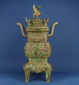 A Western Zhou bronze beast-faced phoenix bird incense burner