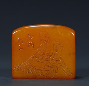A Qing Dynasty Tian Huangshi thin carved Arhat pattern seal