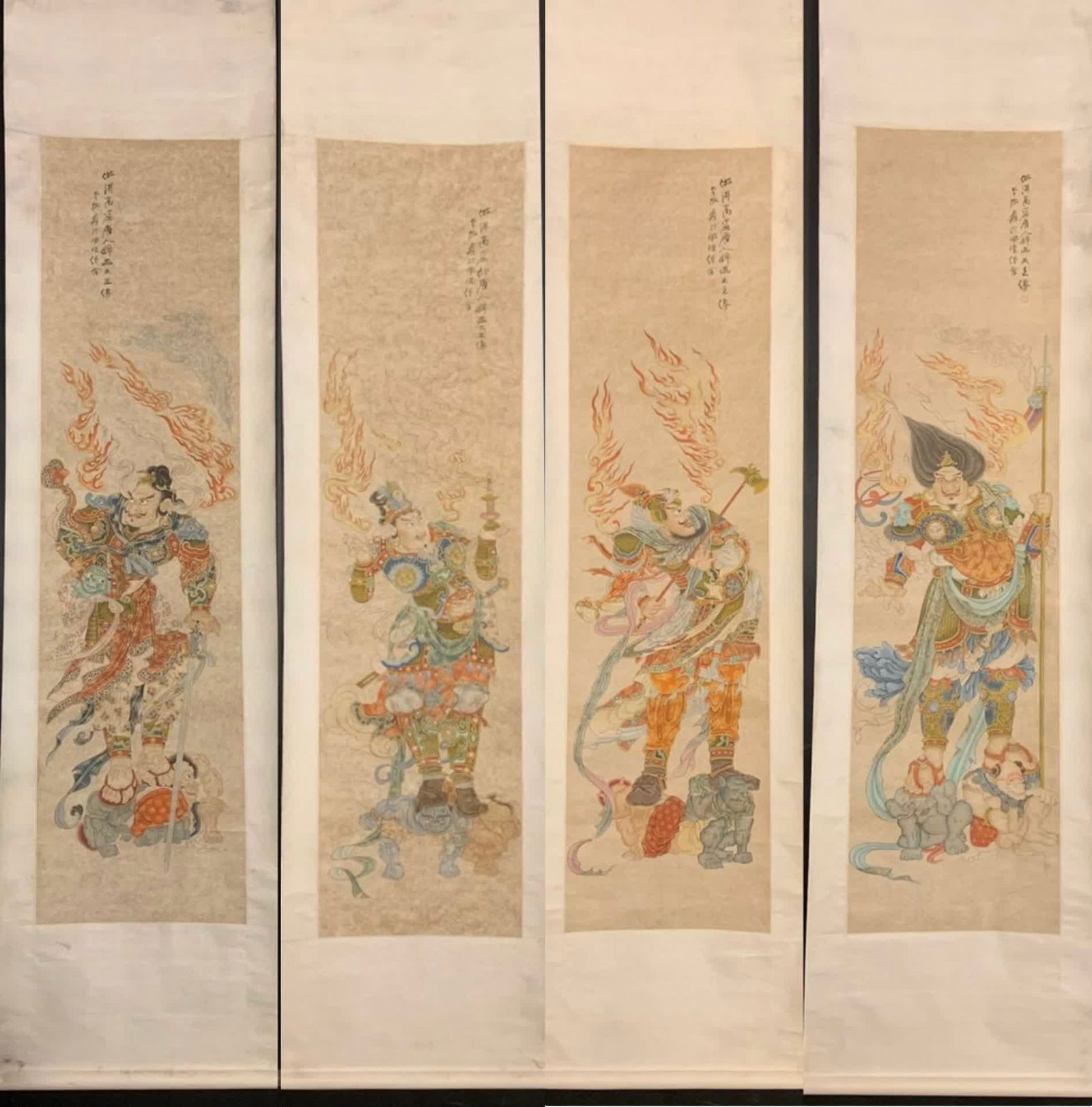 A portrait of Zhang Daqian's Four Heavenly Kings on four screens (1 of 8)