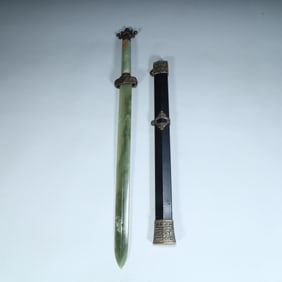 A jade sword-shaped ornament made of Qing Dynasty