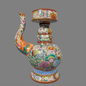 A Qing Dynasty enamel kaleidoscope watering can