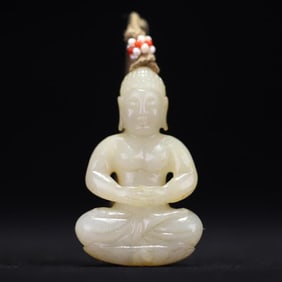 A piece of Qing Dynasty Hetian jade Shakyamuni Buddha