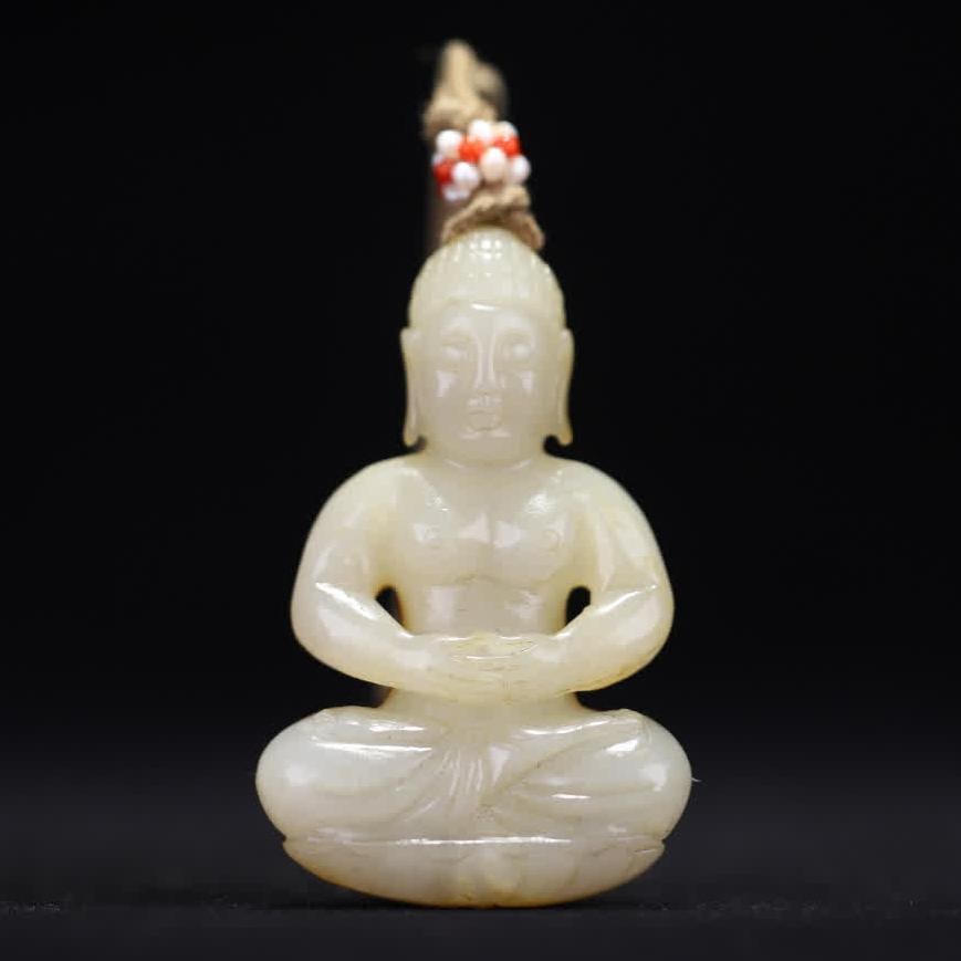 A piece of Qing Dynasty Hetian jade Shakyamuni Buddha (1 of 9)