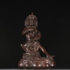 A Qing Dynasty agarwood god of wealth statue