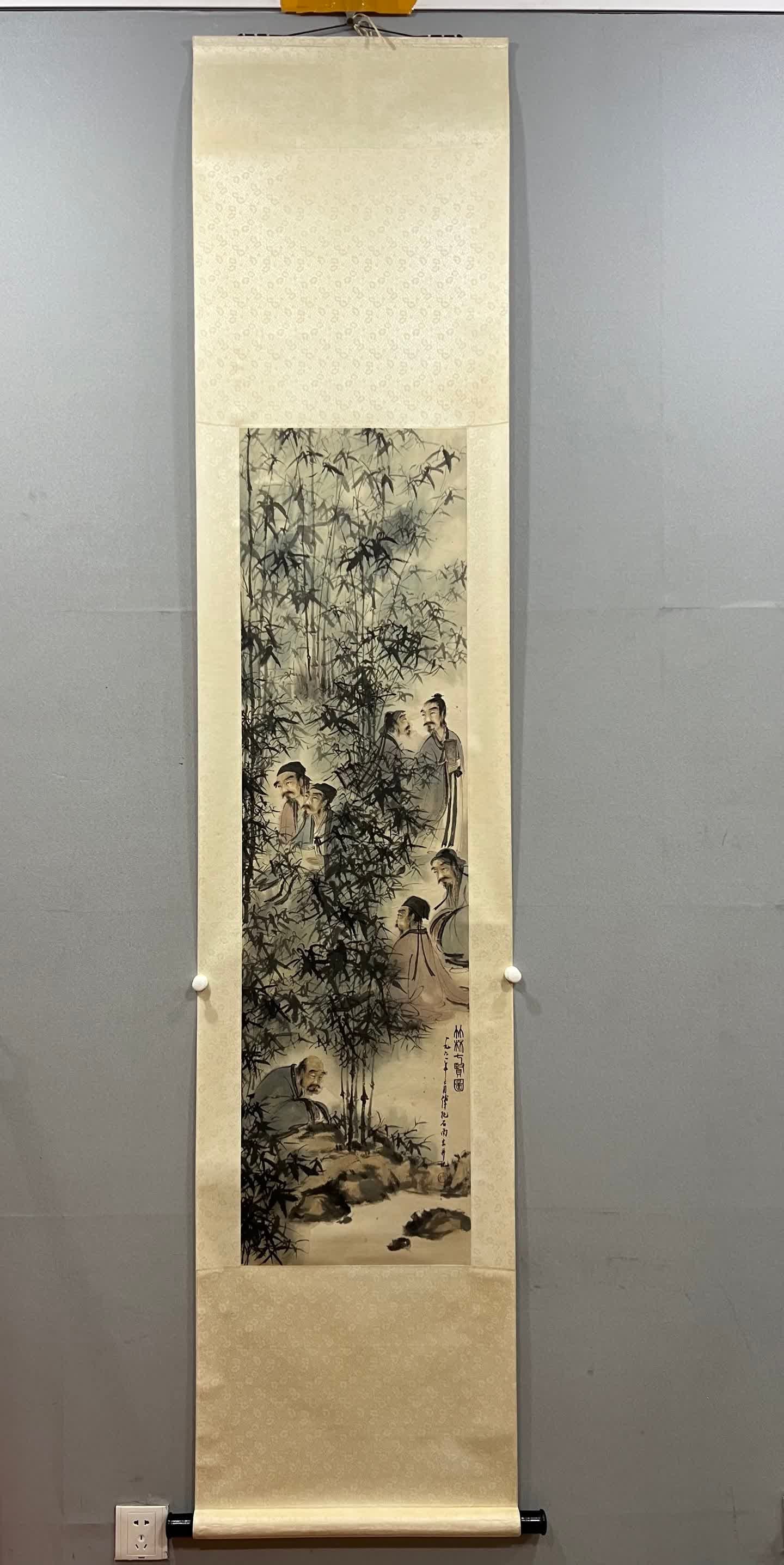 A picture of Fu Baoshi's paper Seven Sages of the Jungle: Fu Baoshi's paper picture of the Seven Sages of the Jungle SIZE: 140x38cm (The Dimensions Of All Batches Are Manually Measured.If You Need More Detailed Information, Please Contact Our Customer