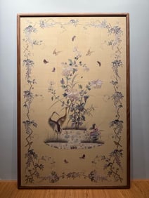 A large-size embroidery of the Republic of China "Heron Lianke"