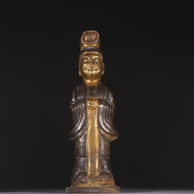 A silver-gilt figure statue of the Qing Dynasty