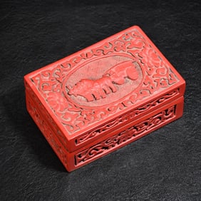 A Xuhuatang collection red lacquerware travel picture box
