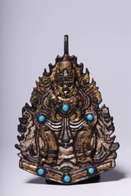 A piece of Qing Dynasty iron scissors and gold god of wealth Zakiram was listed