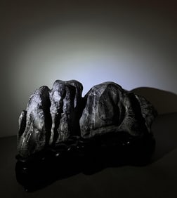 A Qing Dynasty Lingbi stone study house ornament