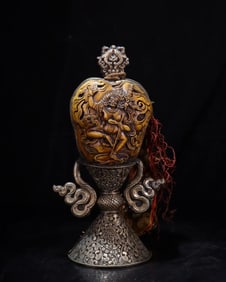 A copper tire inlaid enamel eight treasure ornament