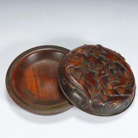 A Qing Dynasty Huanghuali dragon pattern lid box