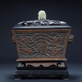 A Qing Dynasty copper-tired sea beast pattern square aromatherapy