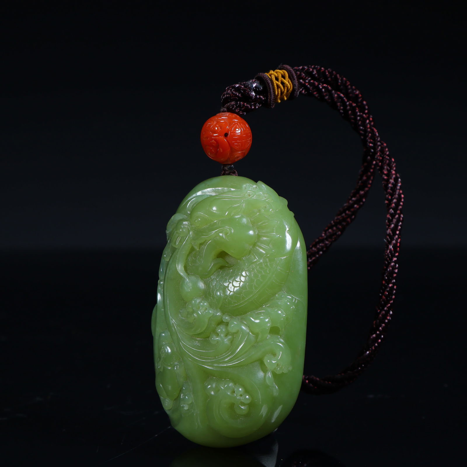 A Qing Dynasty jasper cloud dragon pattern handle - 3