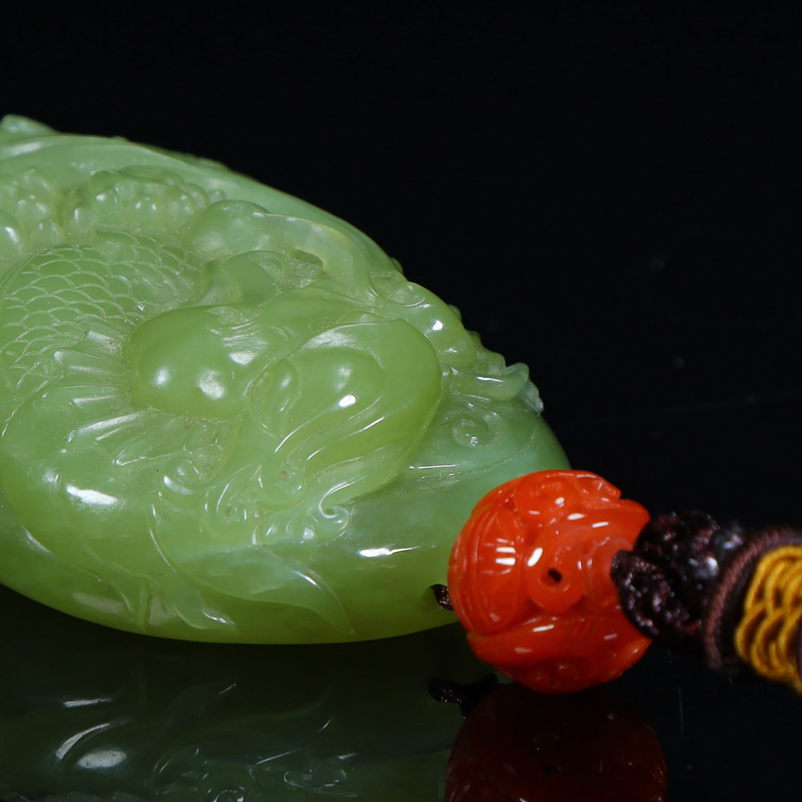 A Qing Dynasty jasper cloud dragon pattern handle - 6